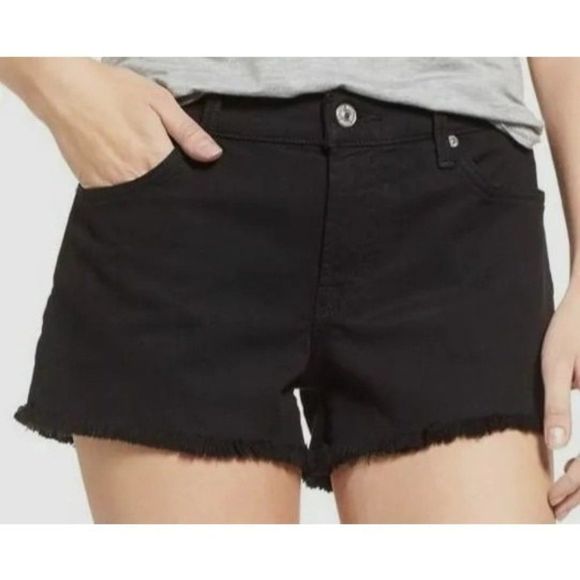 7 For All Mankind Womens Black Denim Cutoff High-Rise Jeans Shorts Size 32 3223